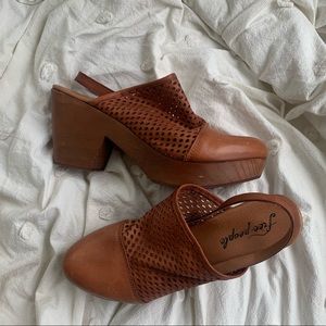 Free People Brown Leather Clog | Size 39